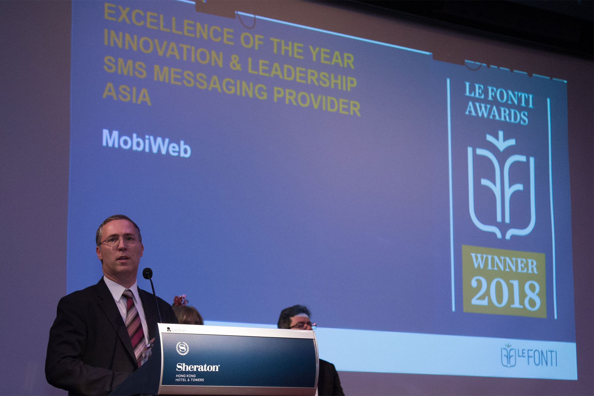 MobiWeb Awarded Excellence in Innovation and Leadership SMS Messaging Provider Asia at the Le Fonti Hong Kong 2018 Awards